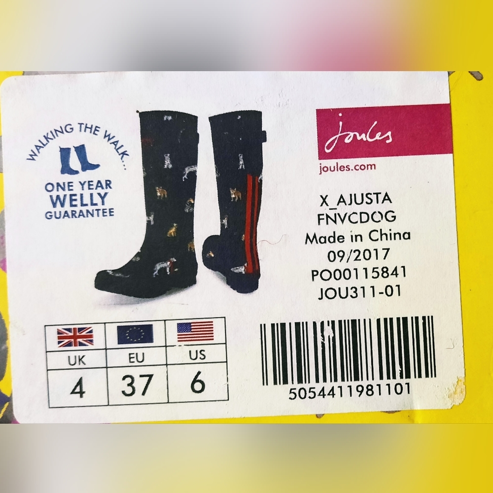 NWT Joules Womens Tall Rain Boots, French Navy Dogs, Size 6 - Picture 10 of 10
